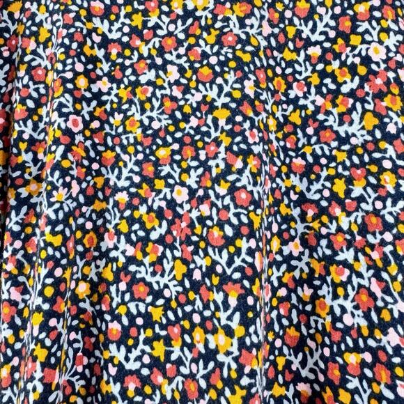 Women’s Blue Floral Dress Orange Ruffle Cap Sleeves XS Petite LOFT - Picture 3 of 5